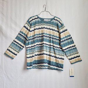 NWT Alfred Dunner Chevron Sweater XL Green Blue
